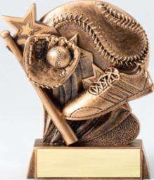 New Baseball Resin Trophy! Personalized plate with 3 lines of text included.