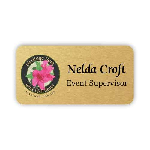 Color:  Gold Full Color Metal Name Tag